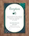 Dark Teal Frame Simple Flat 5x7 Wedding Invitation