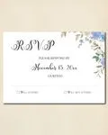 Elegant Blue Flowers Simple Flat 5x7 Wedding Invitation
