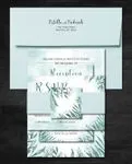 Teal Watercolor Simple Flat 5x7 Wedding Invitation