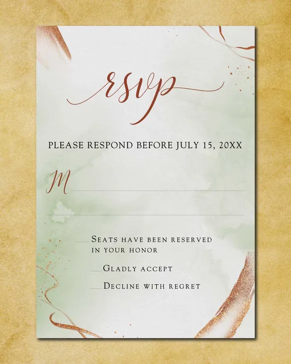 Copper Stroke Simple Flat 5x7 Wedding Invitation
