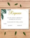 Tropical Leaves Simple Flat 5x7 Wedding Invitation