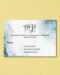 Diffused Blue Droplets Simple Flat 5x7 Wedding Invitation