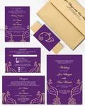 Purple Peacock Silhouettes Indian Wedding Invitation