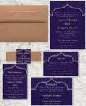 Dark Blue Pattern Indian Wedding Invitation