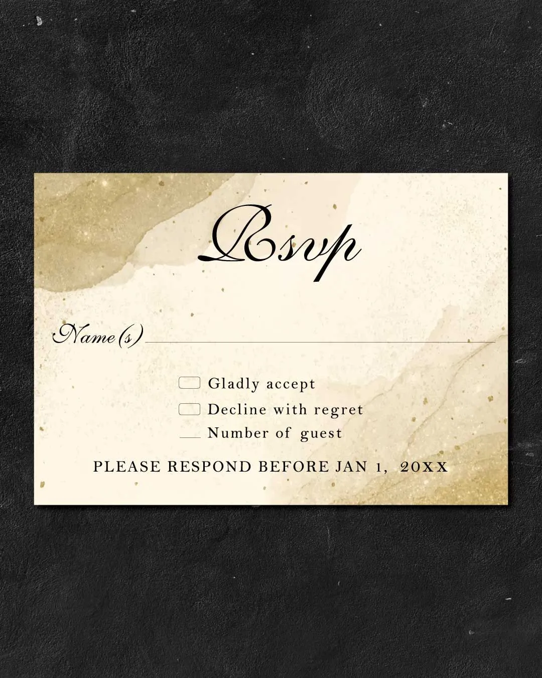 Glittering Desert Simple Flat 5x7 Wedding Invitation
