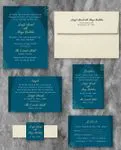 Dark Teal Blooming Indian Wedding Invitation