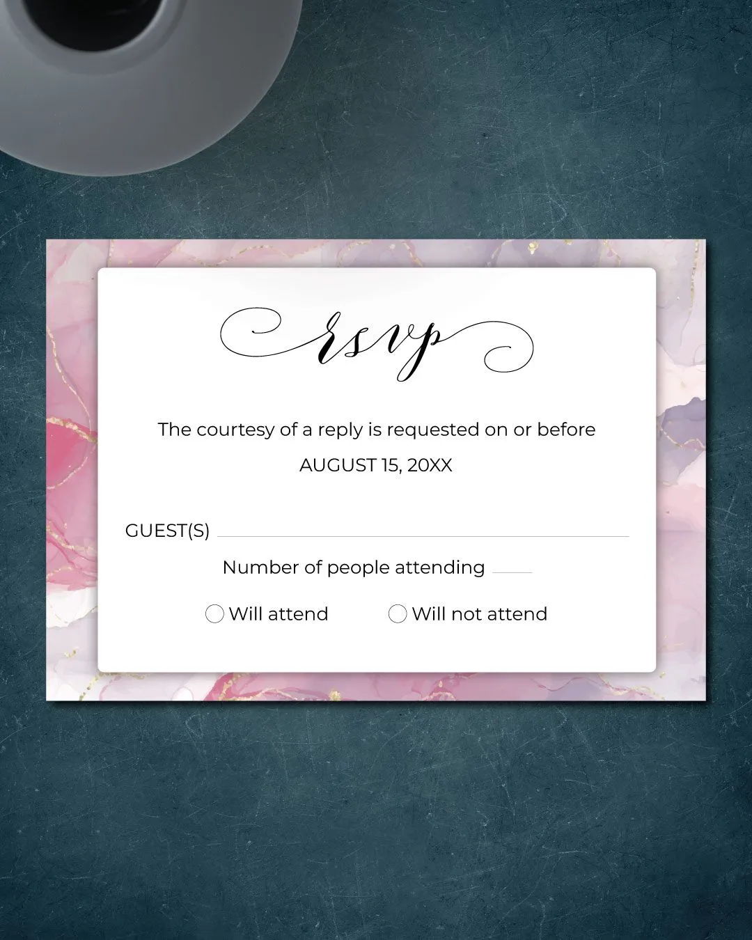Pink and Fuchsia Simple Flat 5x7 Wedding Invitation