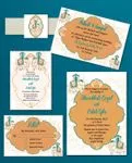 Turquoise Indian Leaves Wedding Invitation