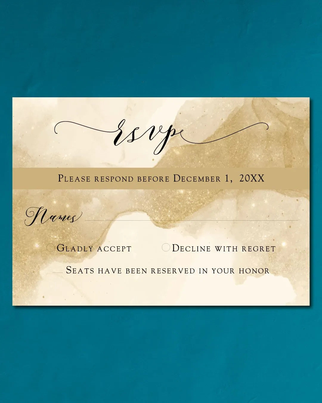 Golden Elegance Simple Flat 5x7 Wedding Invitation