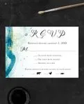 Sparkling Blue Watercolor Simple Flat 5x7 Wedding Invitation