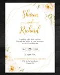Botanical Yellow Flowers Simple Flat 5x7 Wedding Invitation