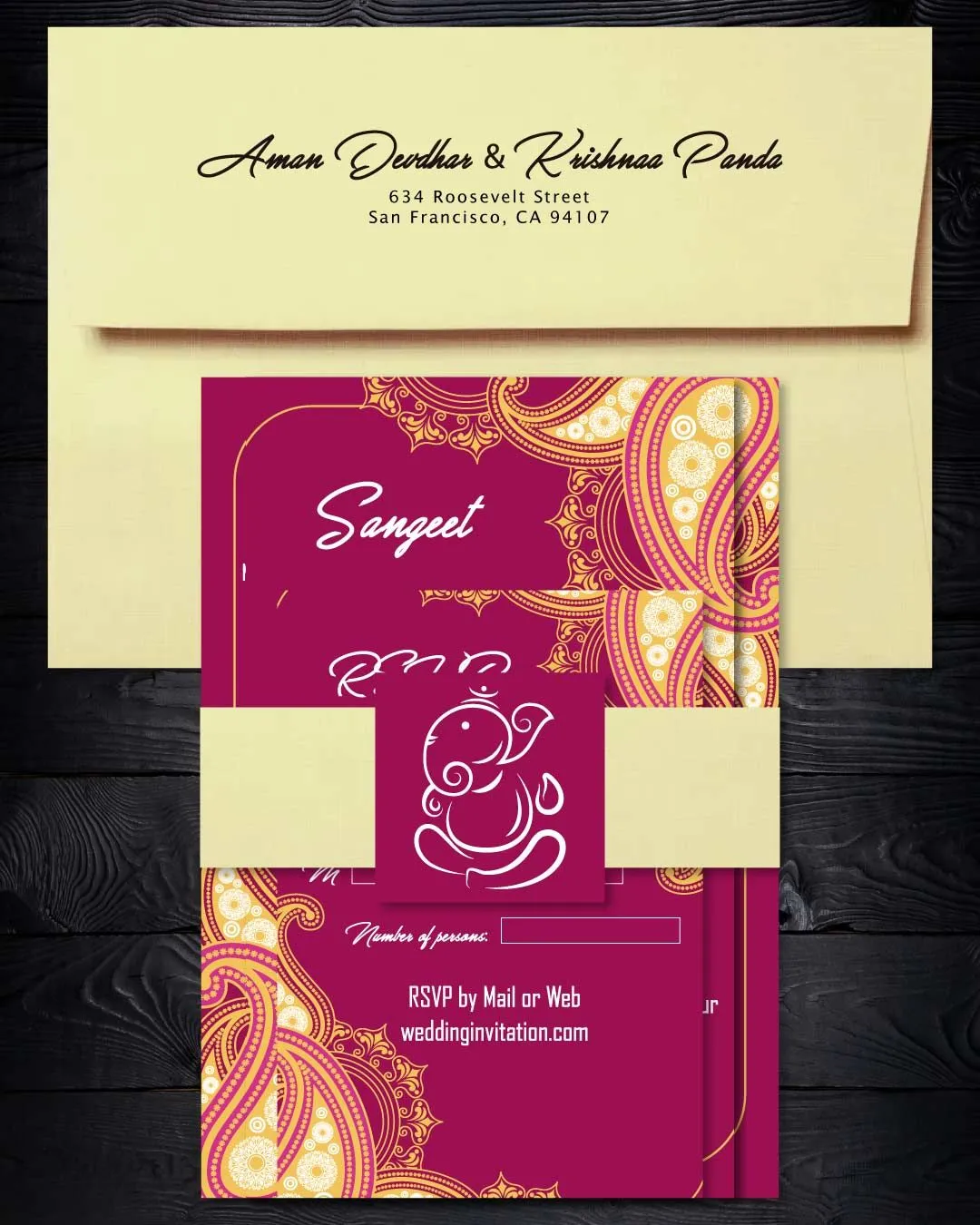 Pink Design Indian Wedding Invitation