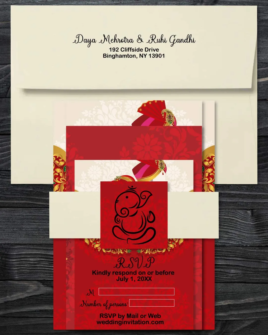 Wedded Indian Red Wedding Invitation