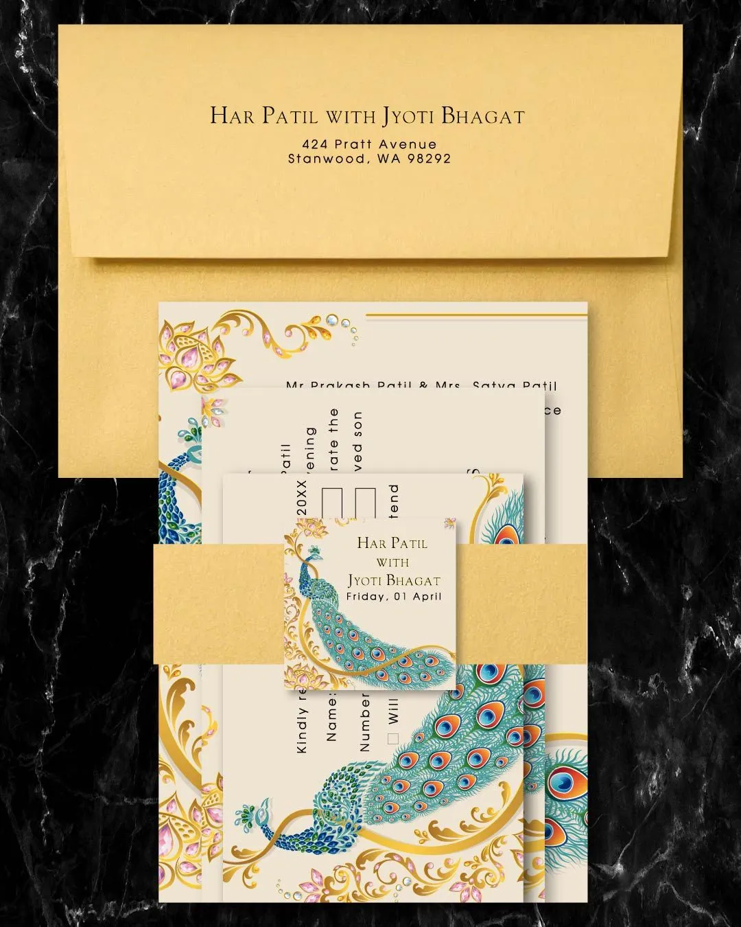 Dazzle Peacock Indian Wedding Invitation