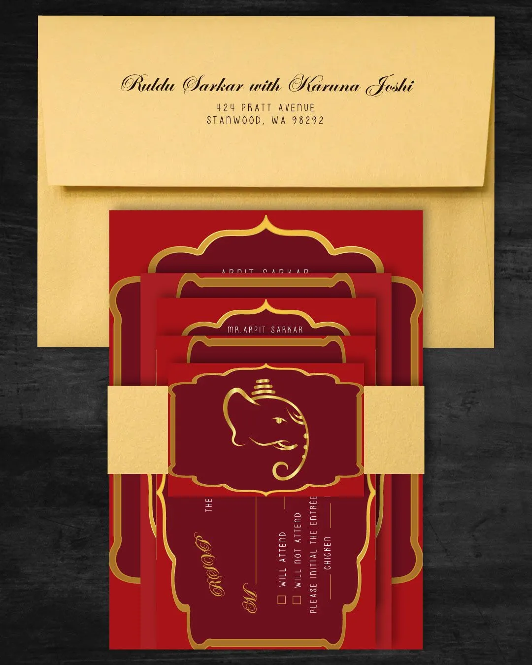 Regal Simplistic Red Indian Wedding Invitation