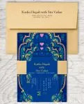 Pert Blue and Border Indian Wedding Invitation