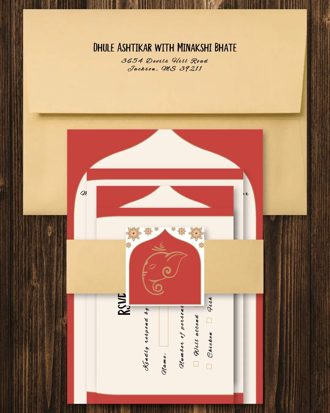 Simple Indu and Red Indian Wedding Invitation