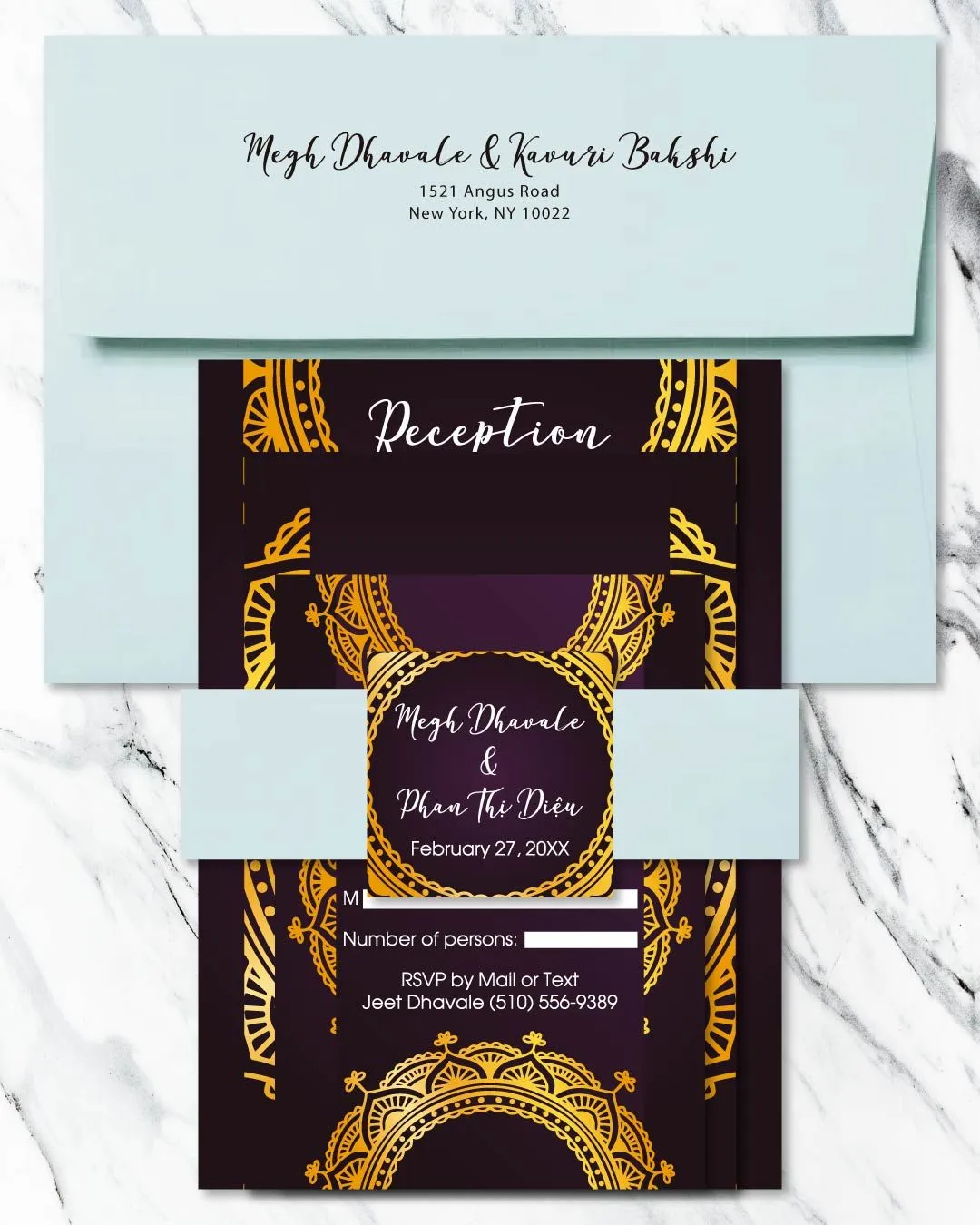 Gold Circular Border Indian Wedding Invitation