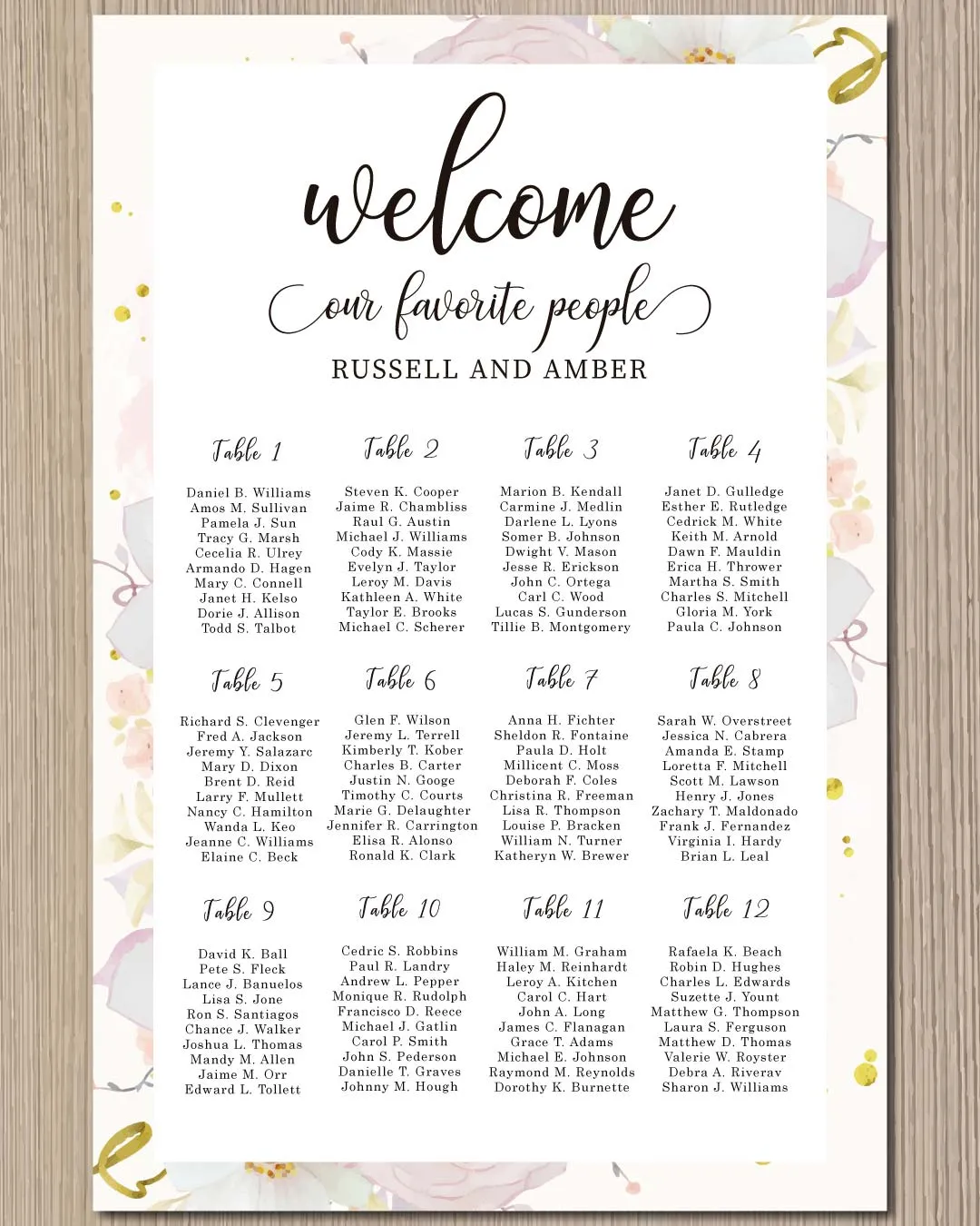 Golden Luxury Background Seating Charts