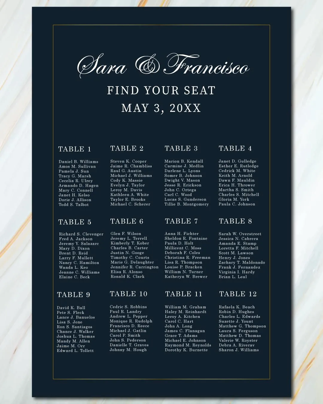 Luxury Blue Background Seating Charts