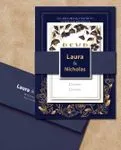 Vintage Golden Flowers Simple Flat 5x7 Wedding Invitation