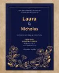 Vintage Golden Flowers Simple Flat 5x7 Wedding Invitation