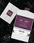 Gothic Themed Flowers A7 Atlas Pocket Wedding Invitation