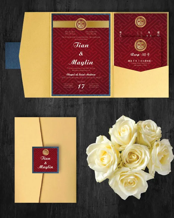 Oriental A7.5 Himalaya Pocket Wedding Invitation
