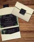 Watercolor Leaves A7 Atlas Pocket Vietnamese & English Wedding Invitation