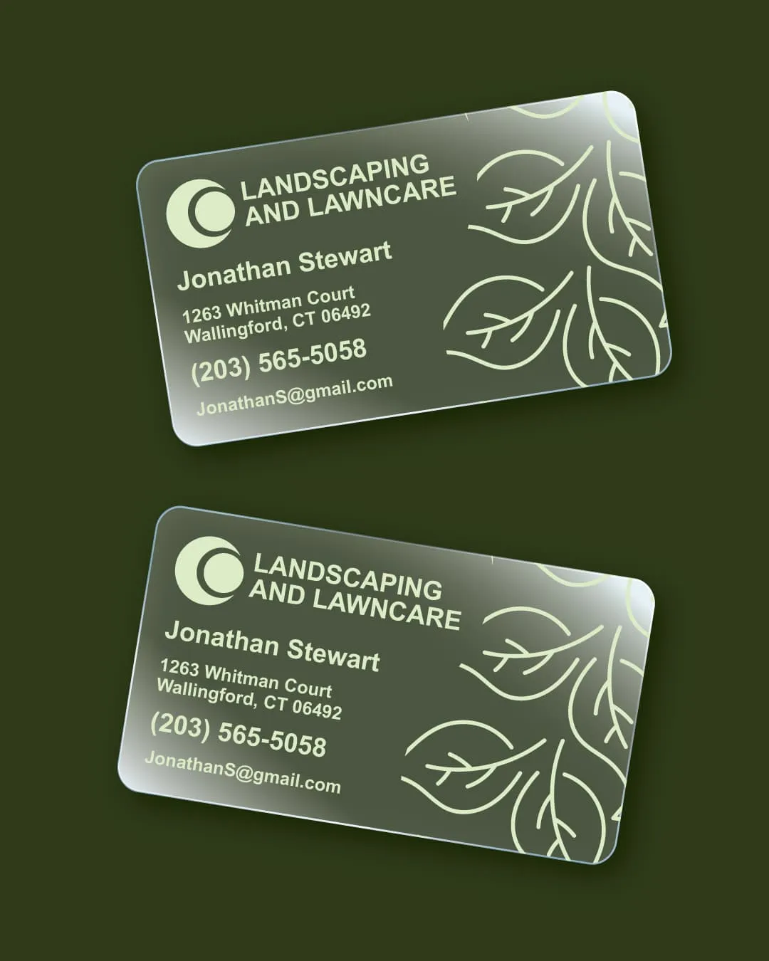Minimalist Green Leaves Business Cards