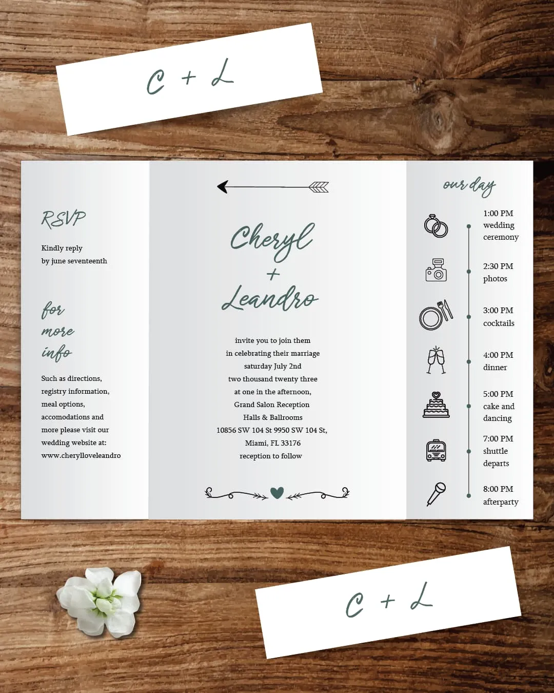 Refined Sunset Silhouette 5x7 Gate Fold Wedding Invitation