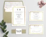 Vintage Gold Marble Elegant Wedding Invitations