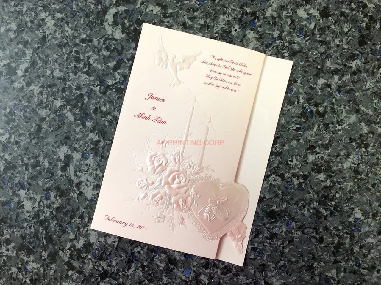 K447 [I-10] Gilded Affection Birds & Doves Wedding Invitation