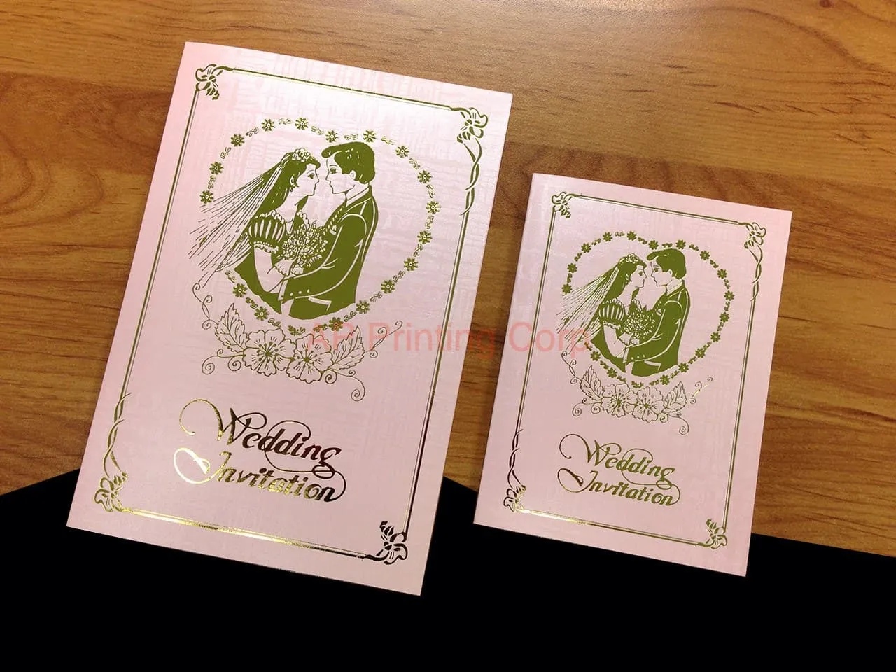 DR9-HT-V [V-L-01] Love's Embrace Bride & Groom Wedding Invitation