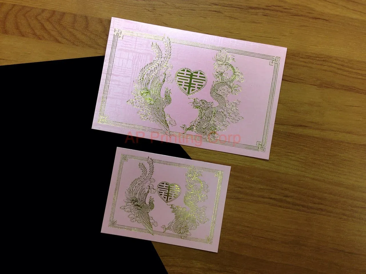 RP1-HT-V [V-L-01] Heart of the Dragon & Phoenix Wedding Invitation