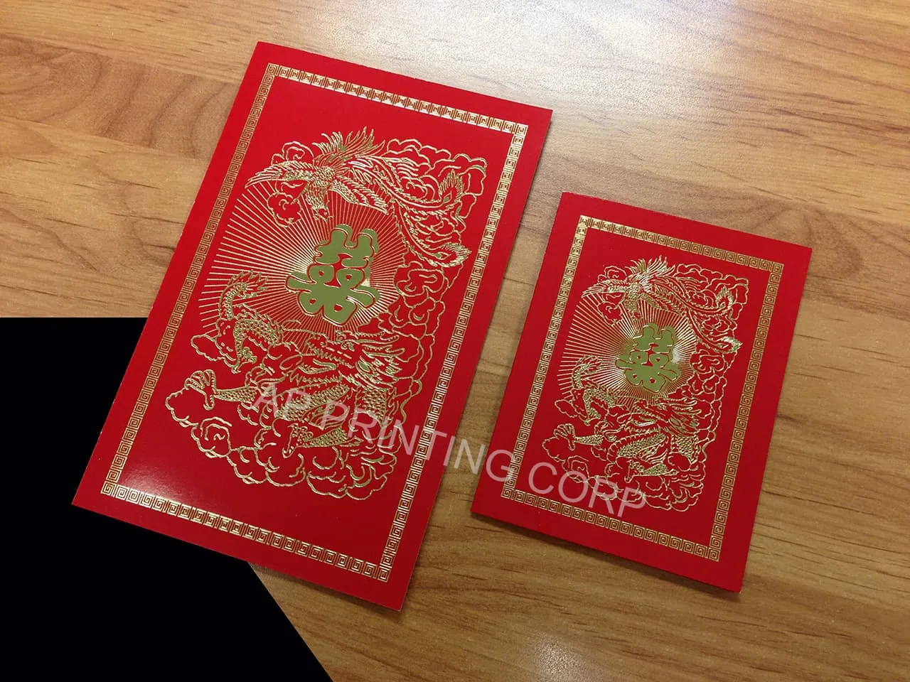 RP8-DB-V [V-L-01] Dragon & Phoenix Tapestry Wedding Invitation