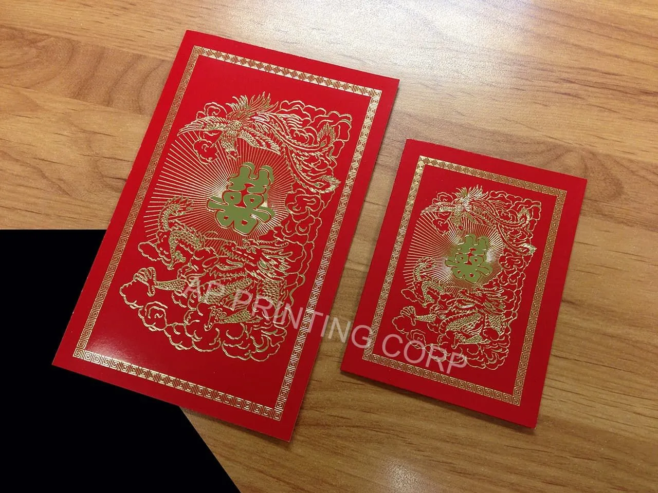 RP8-DB-V [V-L-01] Dragon & Phoenix Tapestry Wedding Invitation