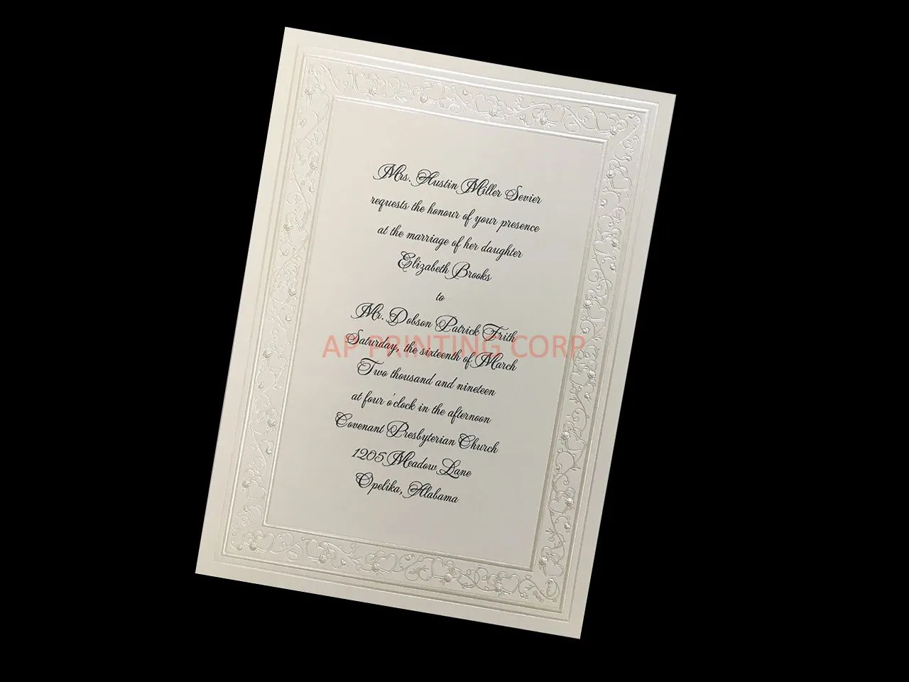 Harmonious Roses & Hearts Wedding Invitation