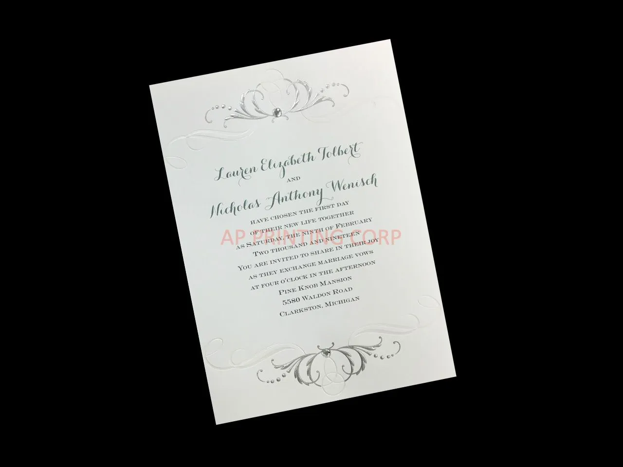 [CC-20] Swirled in Silver Flowers Wedding Invitation