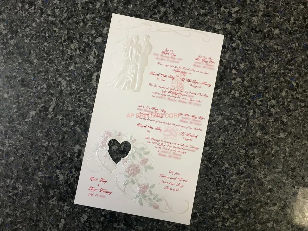 ART-80044 [I-12] Rose Petal & Heart Whispers Wedding Invitation
