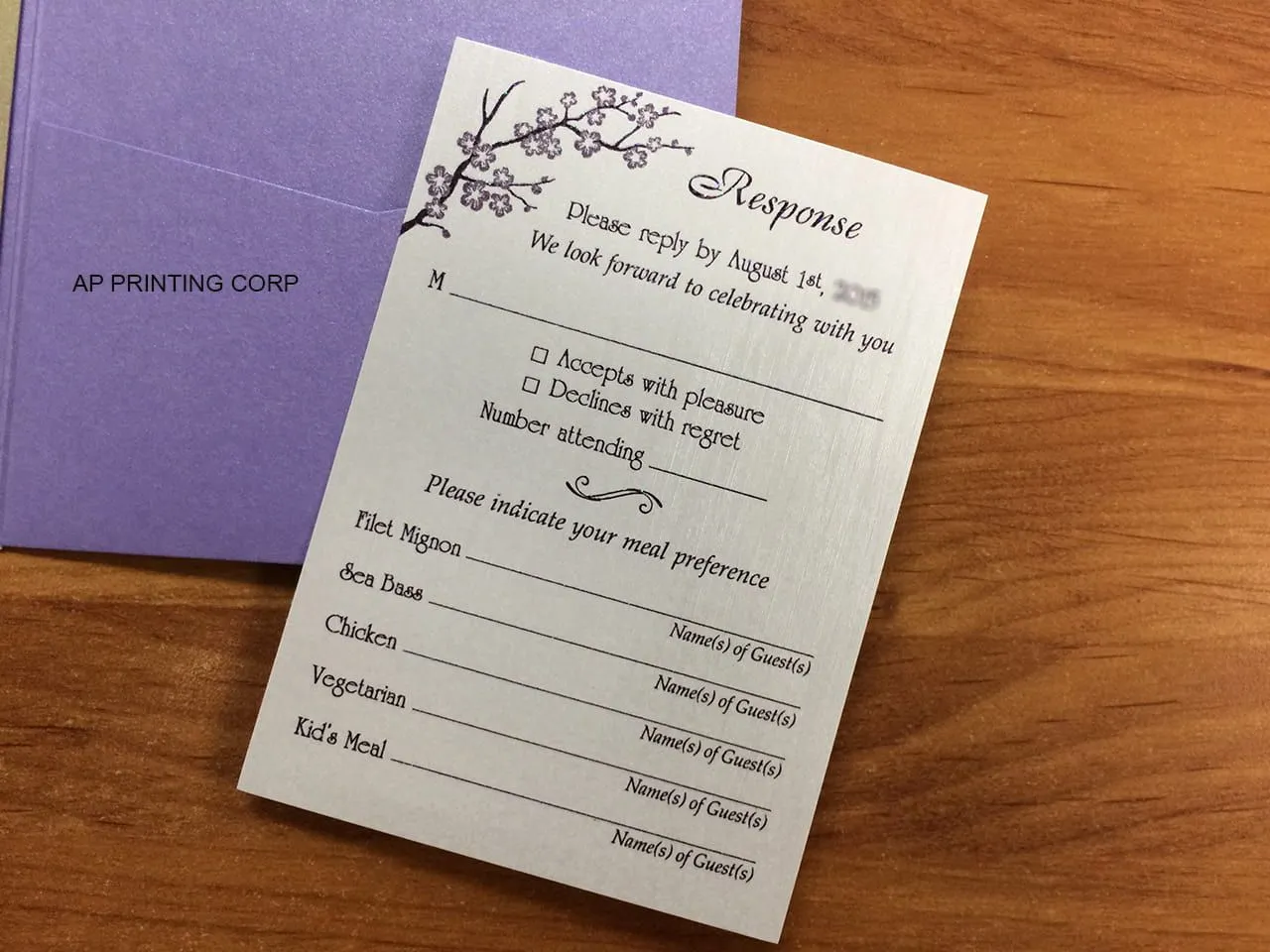 PAL-57-MMM Amethyst, Gold Leaf Pocket & Folder Invitation