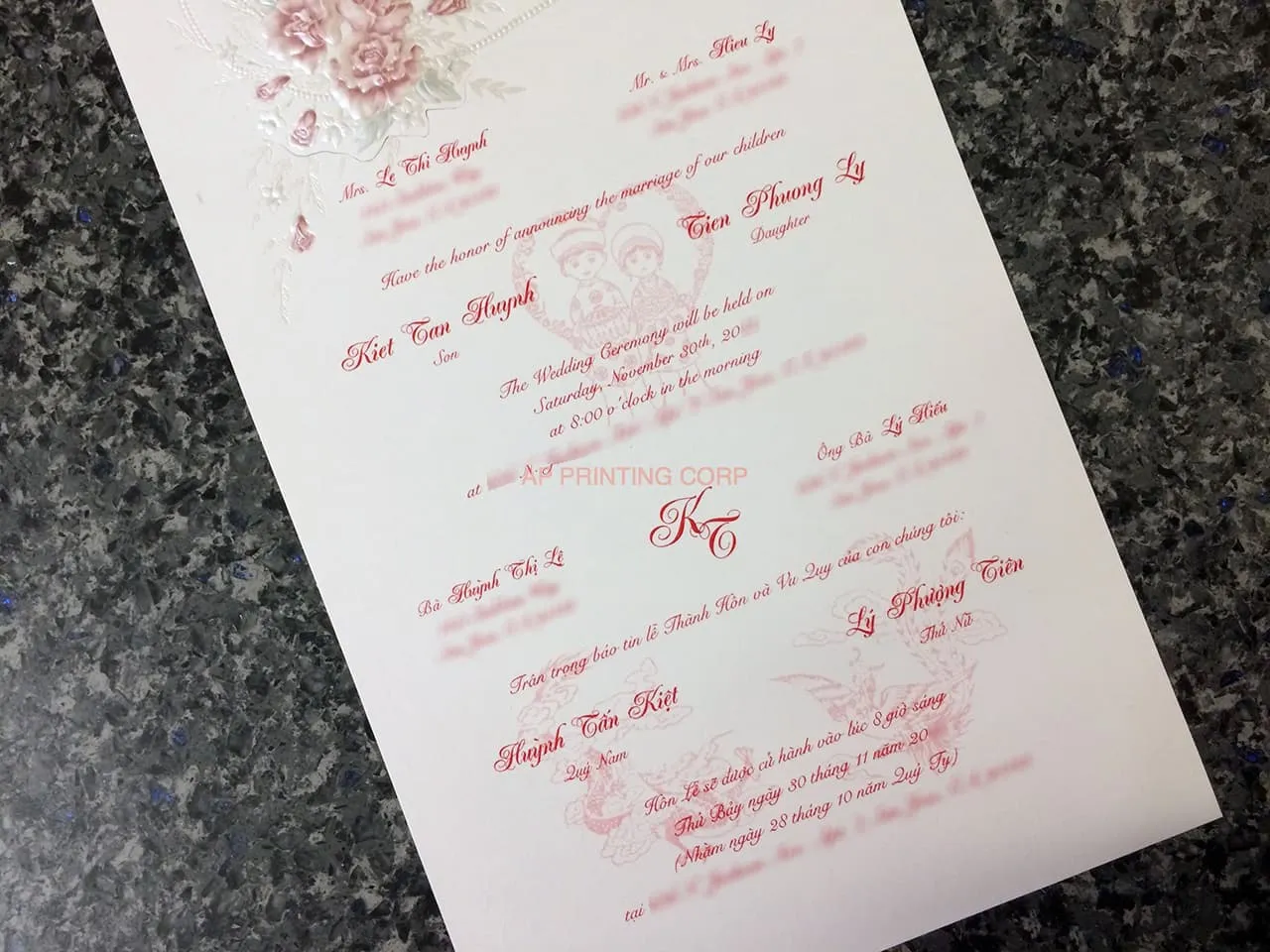 K970 [I-11] Ornate Love Birds & Doves Wedding Invitation