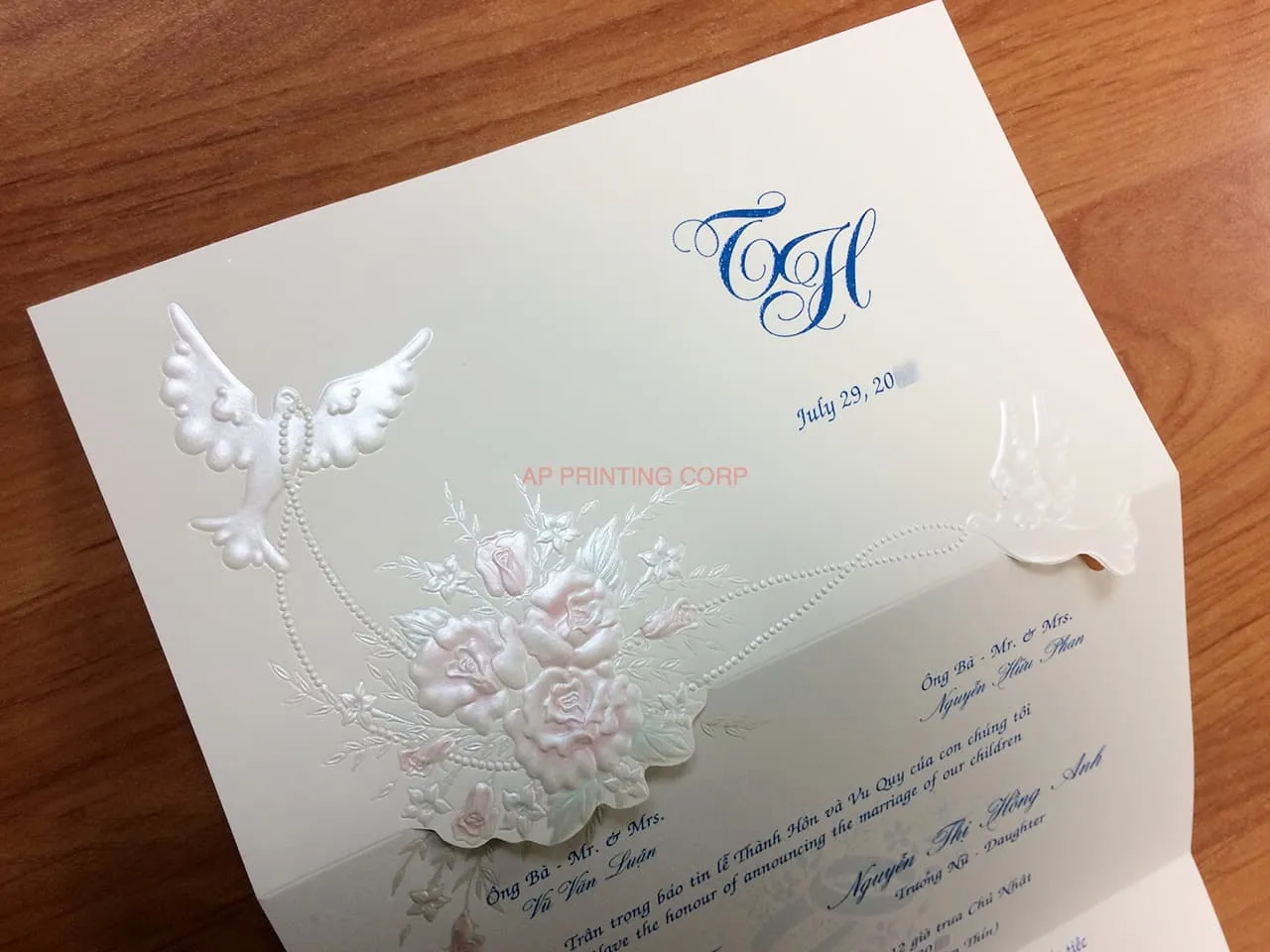 K971 [I-11] Regal Whispers Birds & Doves Wedding Invitation