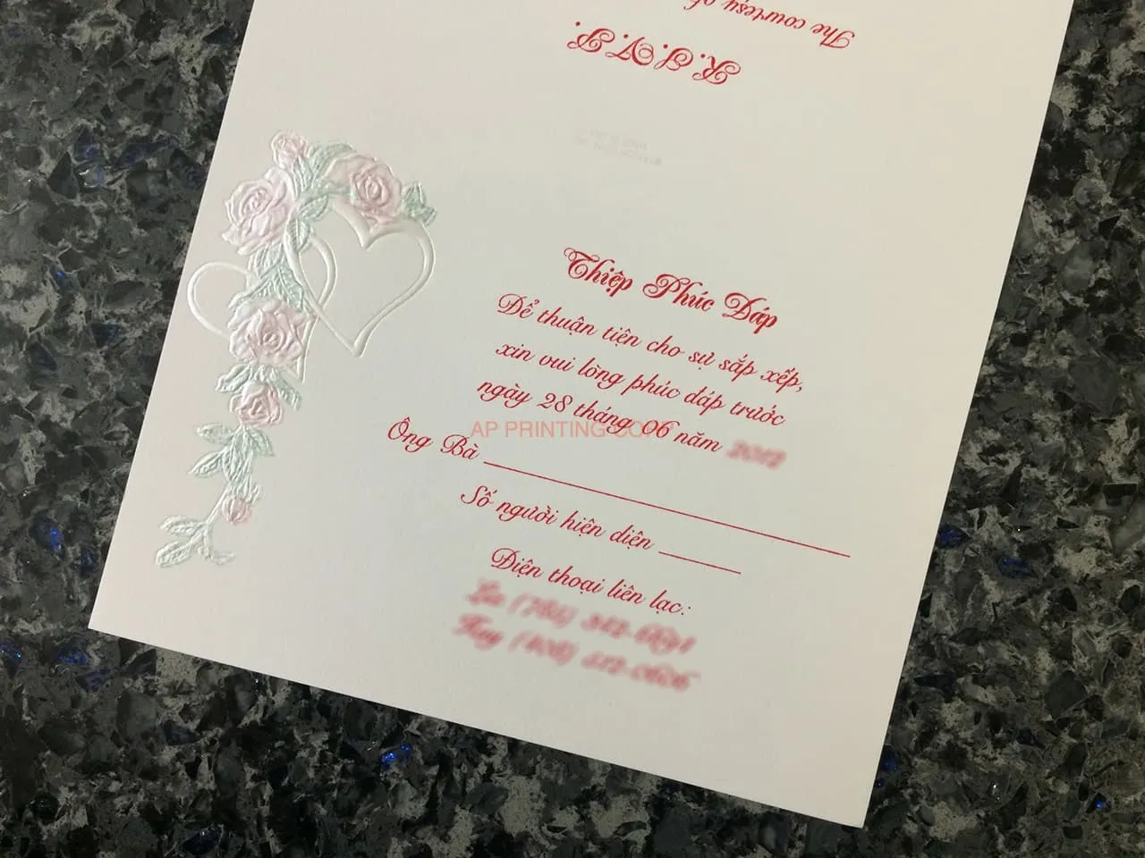 ART-80044 [I-12] Rose Petal & Heart Whispers Wedding Invitation