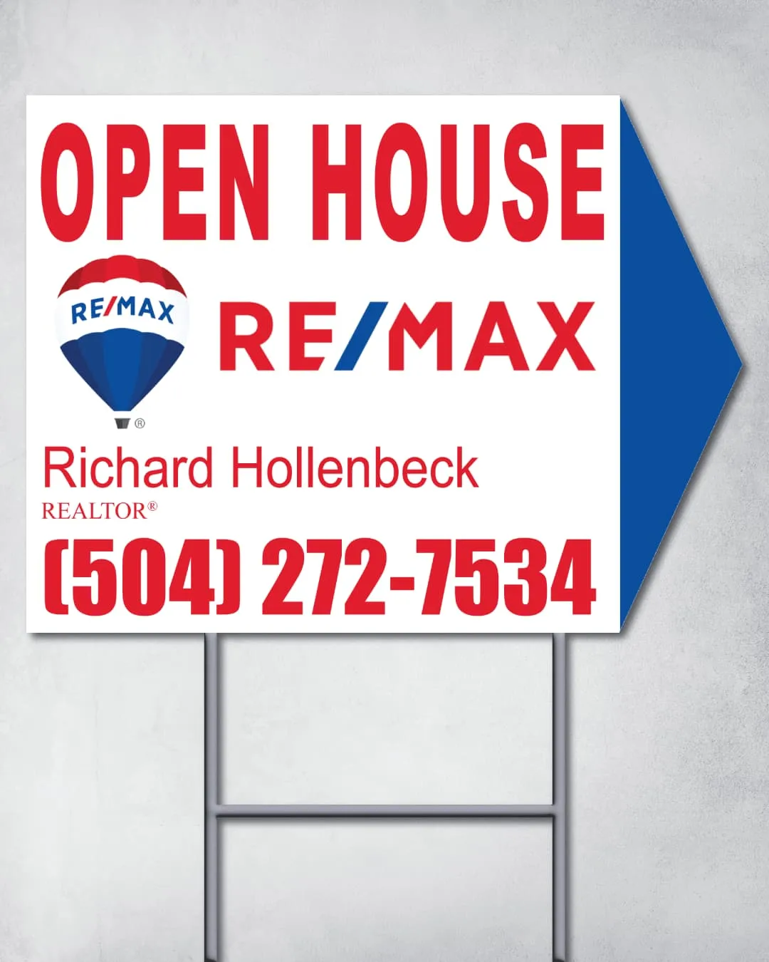 Remax Red Letters Arrow Shape Sign