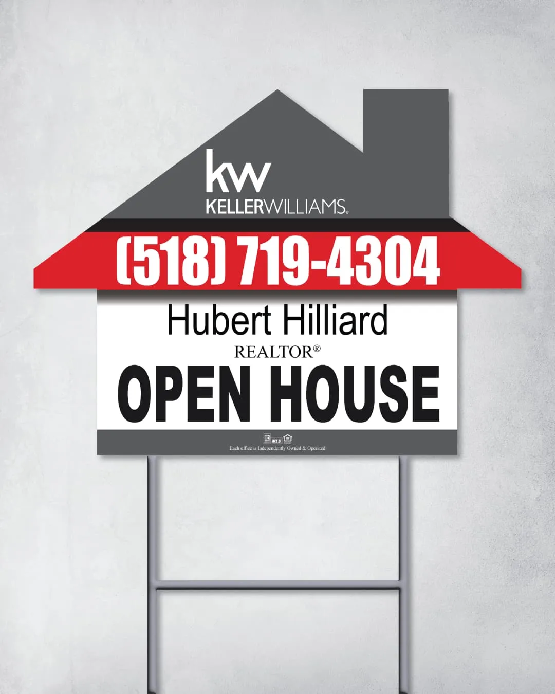 Keller Williams Realty Harmonious Red House Shape Sign