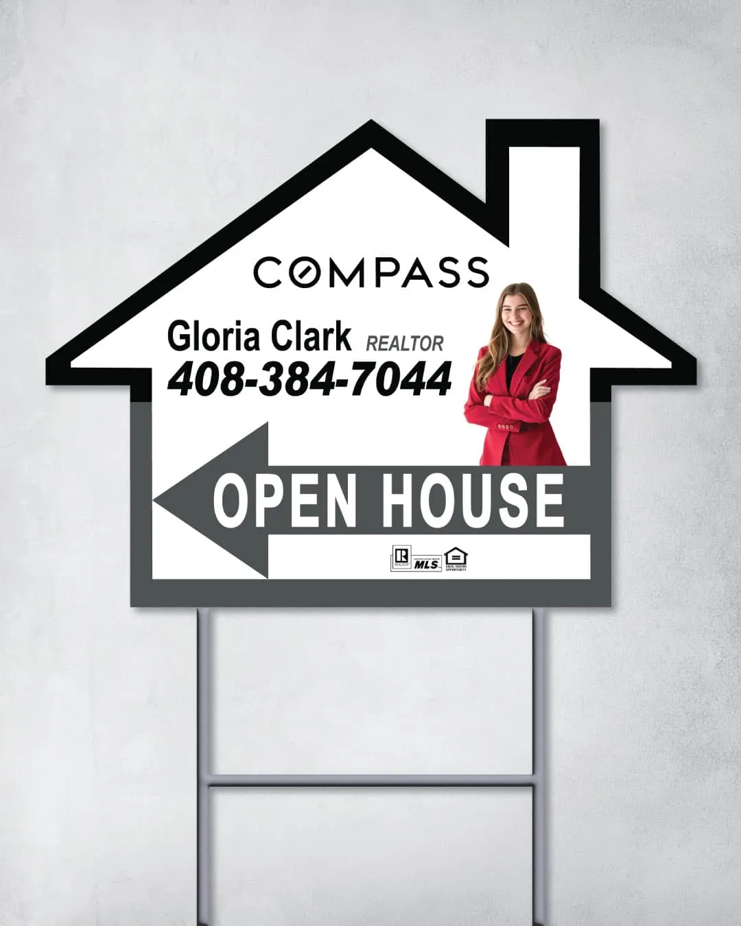 COMPASS Frame Gray and Black House Modern Shape Sign