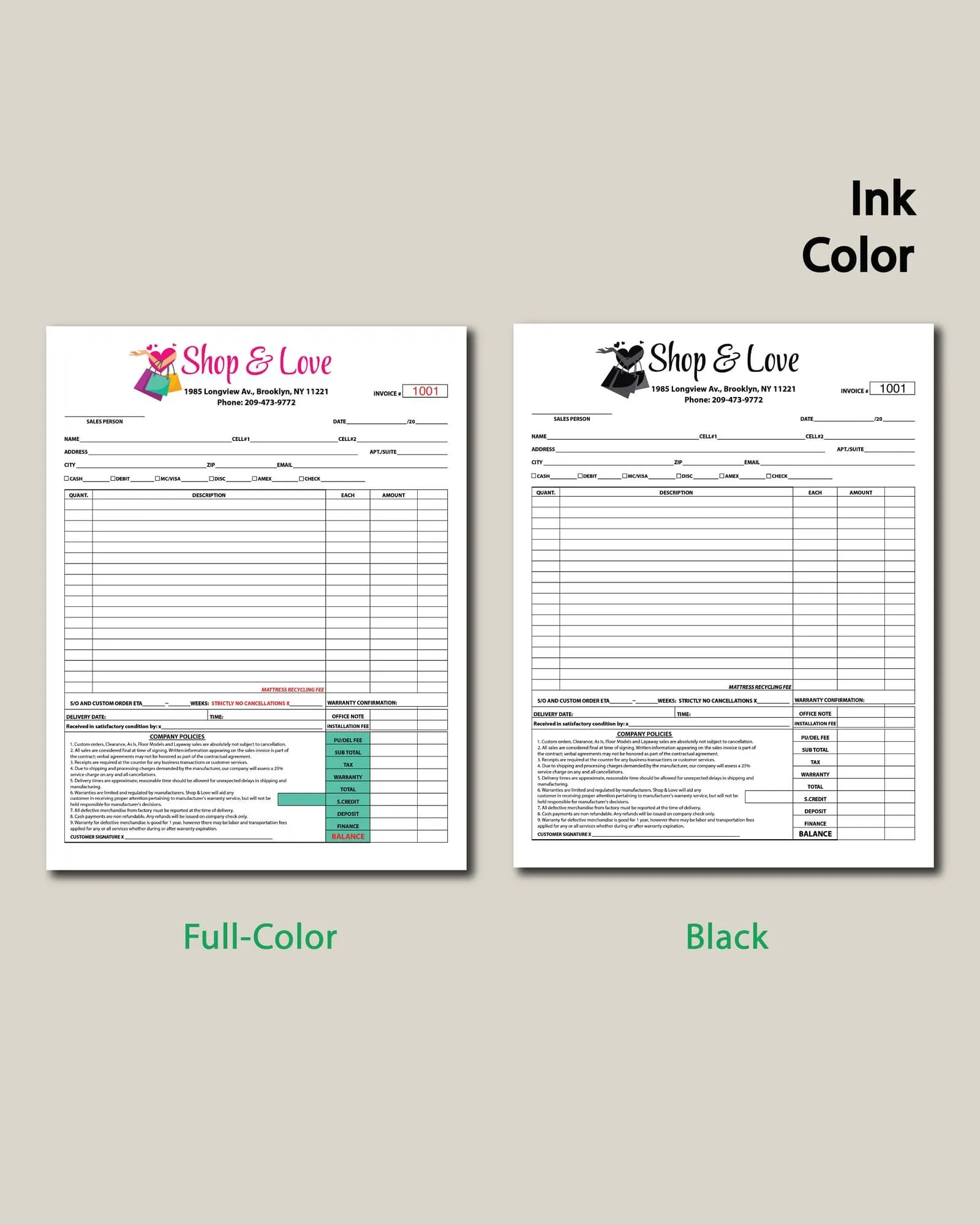 Standard Carbonless Forms