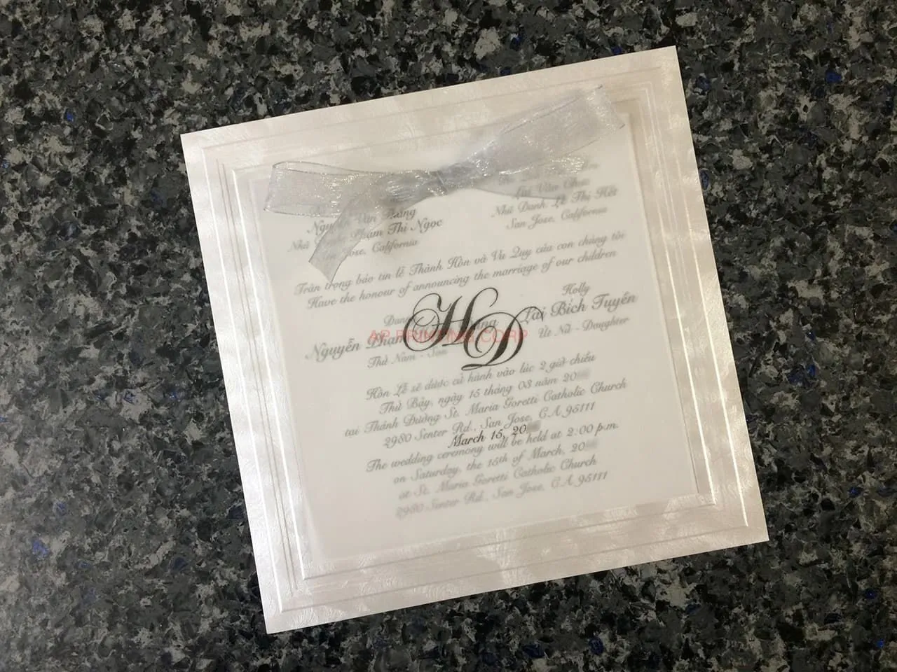K7105-Overlay [I-13] Vietnamese & English Wedding Invitation