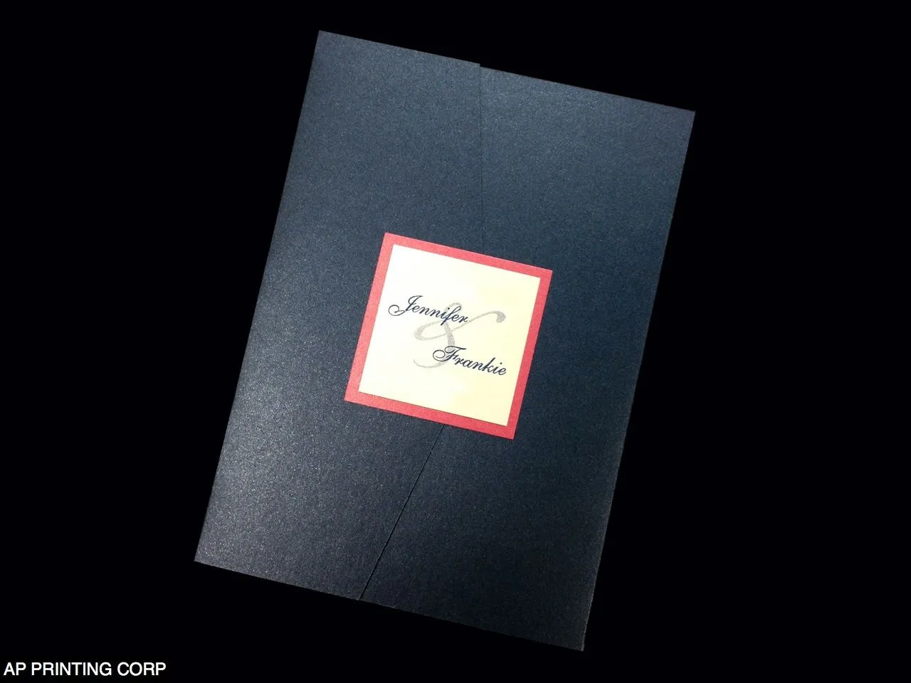 O2P-57-M-M Midnight Blue, Ice Silver Pocket & Folder Invitation